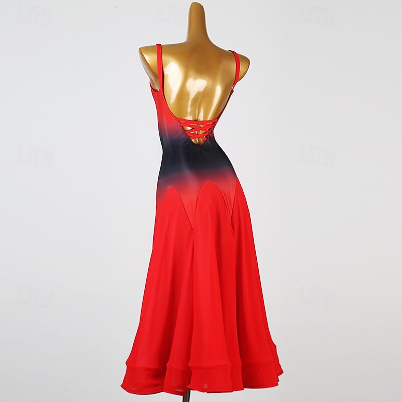 Ballroom Dance Dress Women Performance Modern Dance Costumes Sleeveless Waltz Dancewear Clothes2
