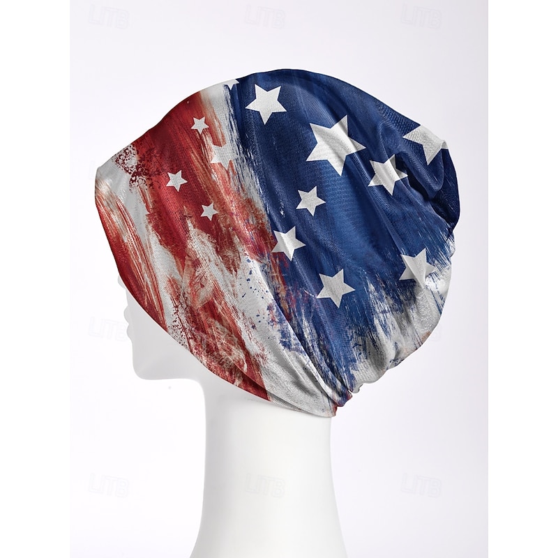 Women's American Flag Printed Toque Hat Neck Gaiter Dual Use - Patriotic style, soft polyester, one size fits most, suitable for daily wear, outdoor activities and Fourth of July celebrations3
