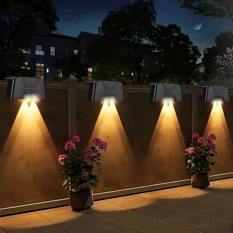 4/8 Pcs Solar Deck Fence Light Outdoor Waterproof LED Wall Light Garden Stair Fence Garden Patio Balcony Deck Lighting Decoration3