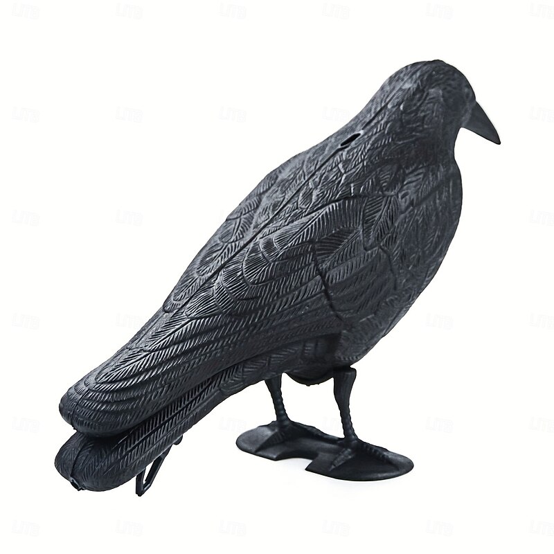 Halloween Crow Decoration, Realistic Plastic Crow with Stakes, Spooky Outdoor Yard and Garden Decor for Halloween
