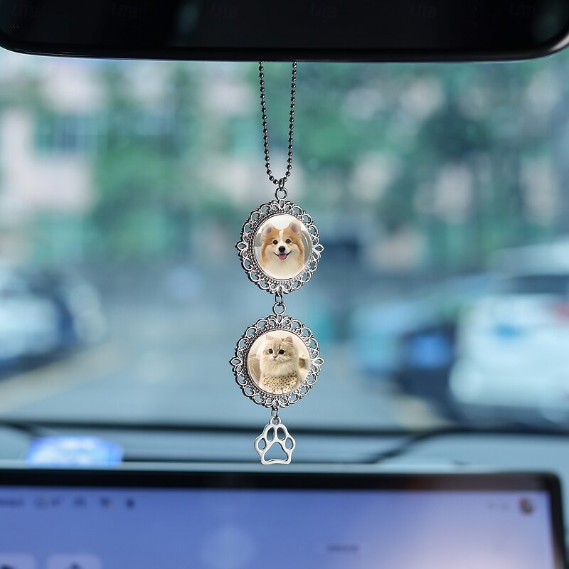 Personalized Memorial Car Rearview Mirror Pendant Custom Pet Photo Hanging Ornament, Memorial Pet Keepsake, Sympathy Gift for Pet Lovers, Car Decoration for Family & Friends2