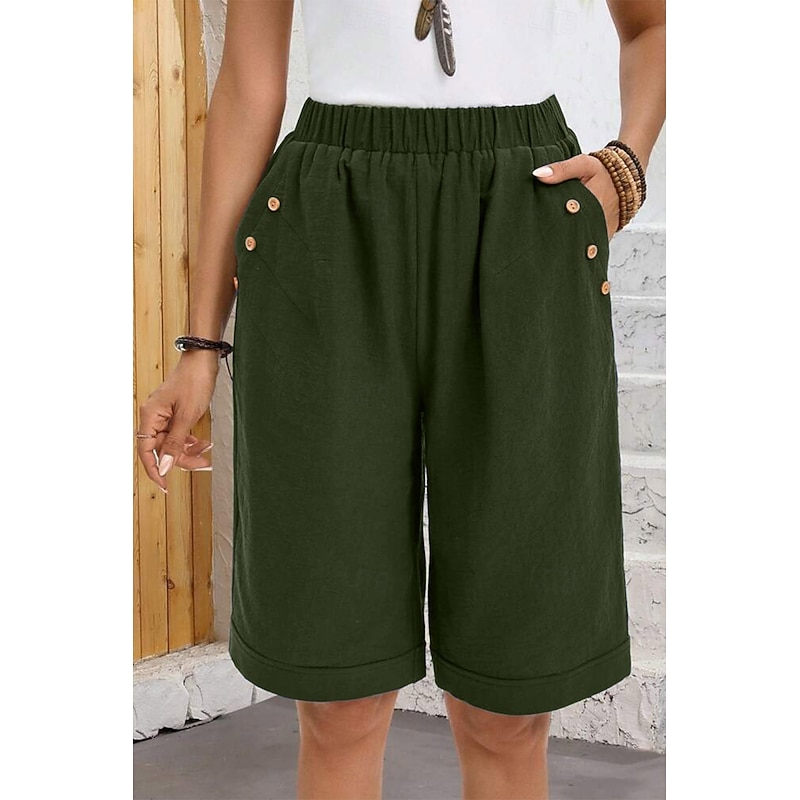 Women's Chinos Shorts Fashion Basic Casual Short High Waist Plain Pocket Drawstring Comfort Outdoor Micro-elastic Vacation Street Daily Grey Yellow Navy Blue Sky Blue Summer Spring Loose Fit3