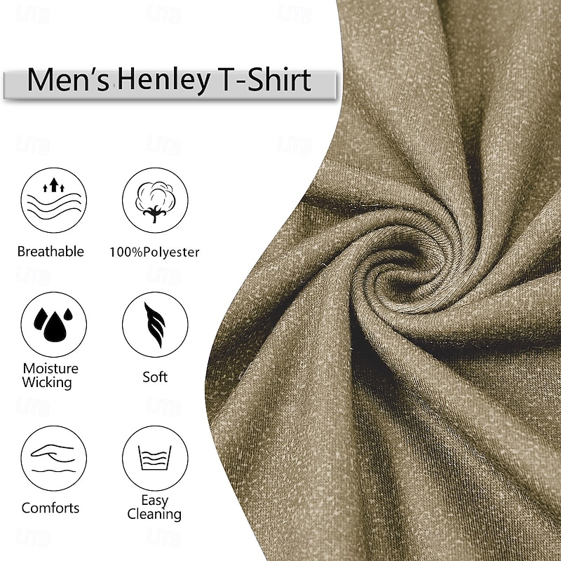 Men's Palm Tree T Shirt Henley Shirt Tee Short Sleeve Designer Basic Classic Outdoor Casual Daily Summer Dark Brown Grey Khaki Henley Henley T-Shirt4