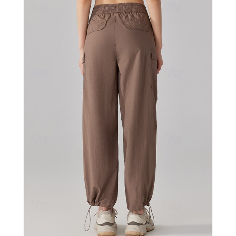 Women's Cargo Pants Hiking Pants Trousers Straight Leg Pants Summer Outdoor Regular Fit Waterproof Sun Protection Windproof Quick Dry Bottoms Drawstring Lightweight Black Khaki Camping / Hiking3