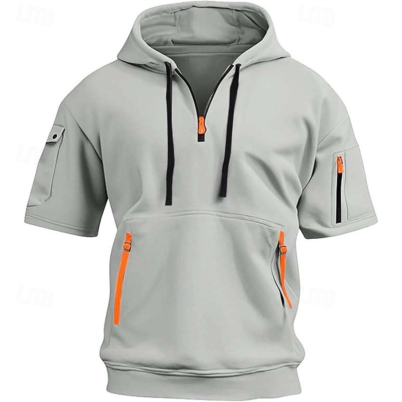 Men's Hoodie Quarter Zip Hoodie Black Wine Navy Blue Blue Dark Green Hooded Plain Pocket Quarter Zip Sports & Outdoor Daily Holiday Polyester Streetwear Basic Casual Summer Clothing Apparel Hoodies2