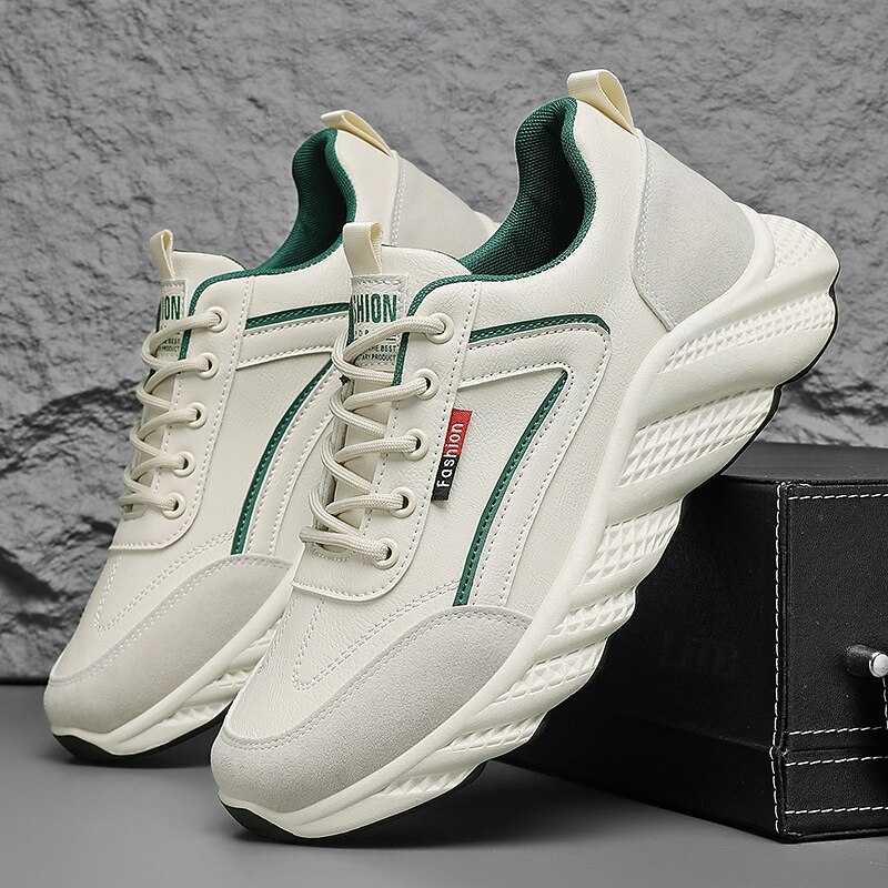 Men's White and Green Mesh Running Shoes with Cushioned Sole – Trendy Sports Footwear for Gym, Running and Casual Activewear2