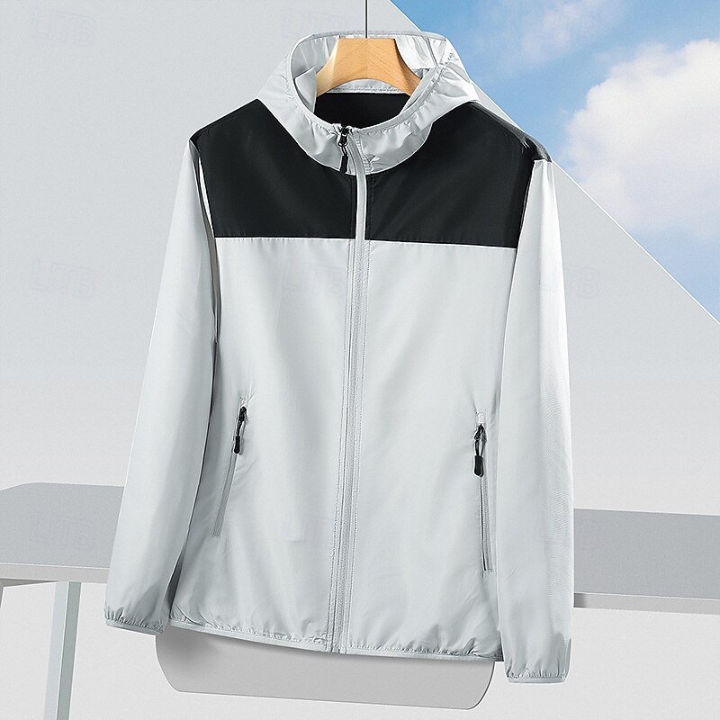 Unisex Running Jacket  Windbreaker Outdoor Jacket Pocket Full Zip Long Sleeve Outerwear Athletic Sun Protection Breathable Quick Dry Lightweight Tennis Golf Running Sportswear Activewear Color Block4