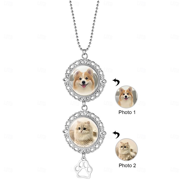 Personalized Memorial Car Rearview Mirror Pendant Custom Pet Photo Hanging Ornament, Memorial Pet Keepsake, Sympathy Gift for Pet Lovers, Car Decoration for Family & Friends3