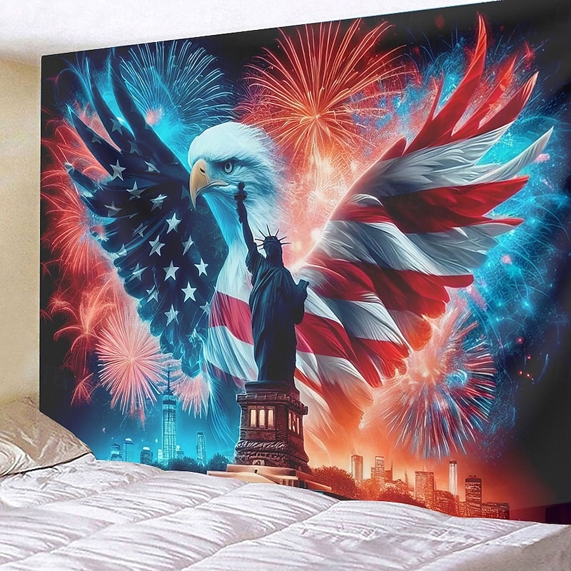 4th of July Hanging Tapestry Patriotic Independence Day Eagle Wall Art Large Mural Decor Photograph Backdrop Home Bedroom Living Room Decoration4