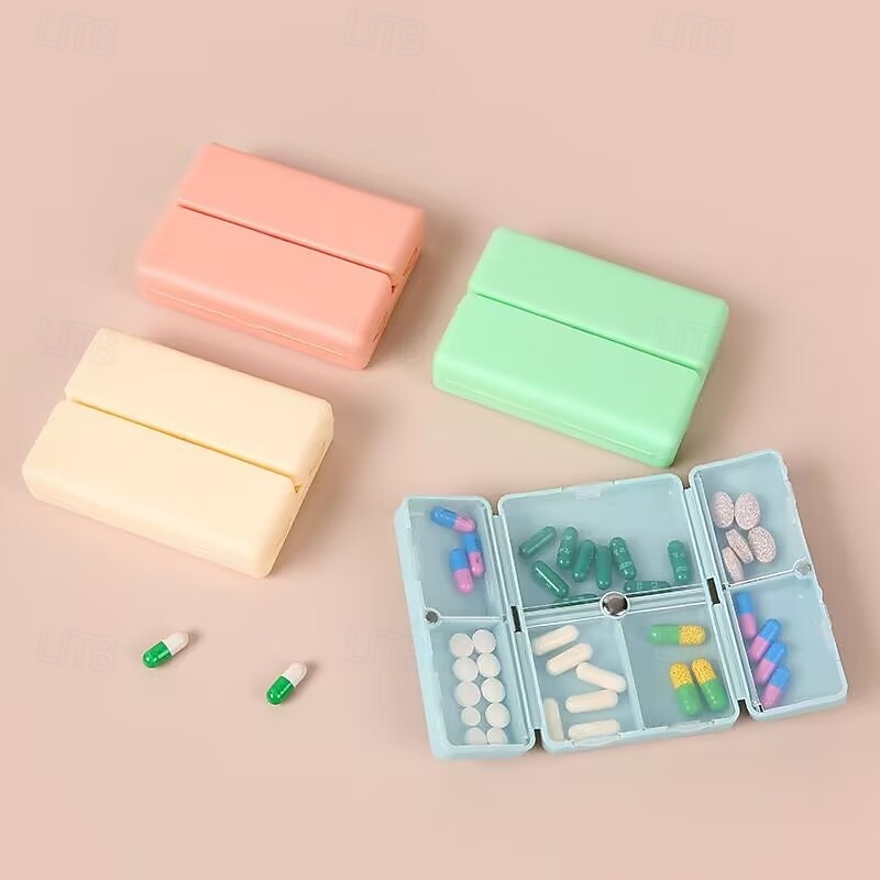 Weekly Pill Organizer 7 Compartments Portable Pill Case, Weekly Folding Pill Organizer with Magnetic Closure, Travel Medicine Box with Individual Daily Compartments3