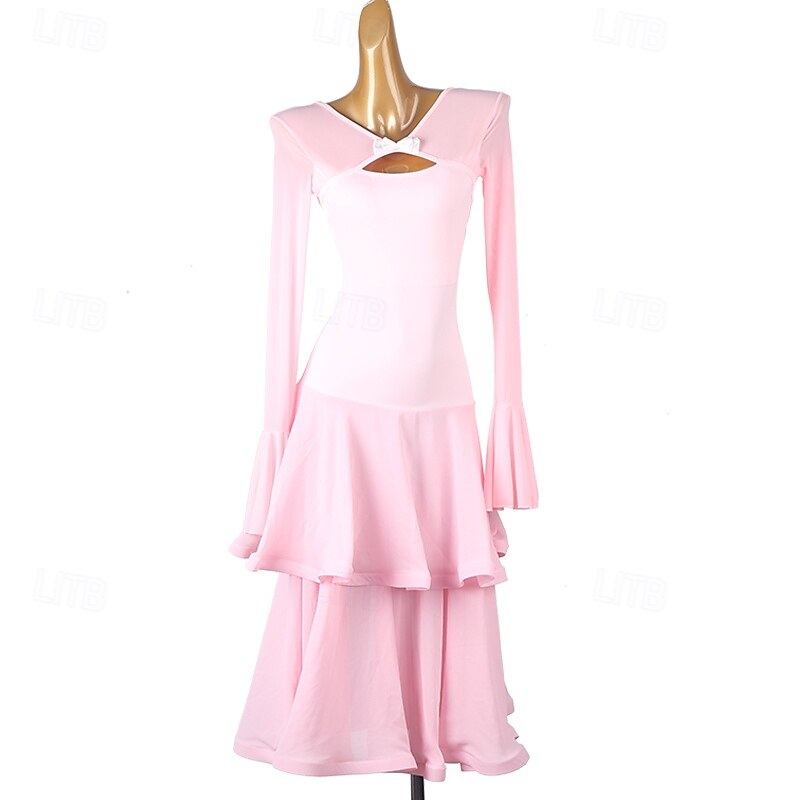Ballroom Dance Dress Pure Color Women's Performance Daily Wear Long Sleeve Spandex