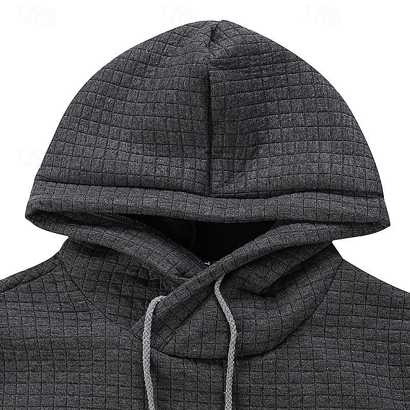 Men's Waffle Sweatshirt Hoodie White Army Green Khaki Hooded Plain Drawstring Casual Daily Sports Polyester Cool Designer Sportswear Fall & Winter Clothing Apparel Hoodies Sweatshirts  Long Sleeve4