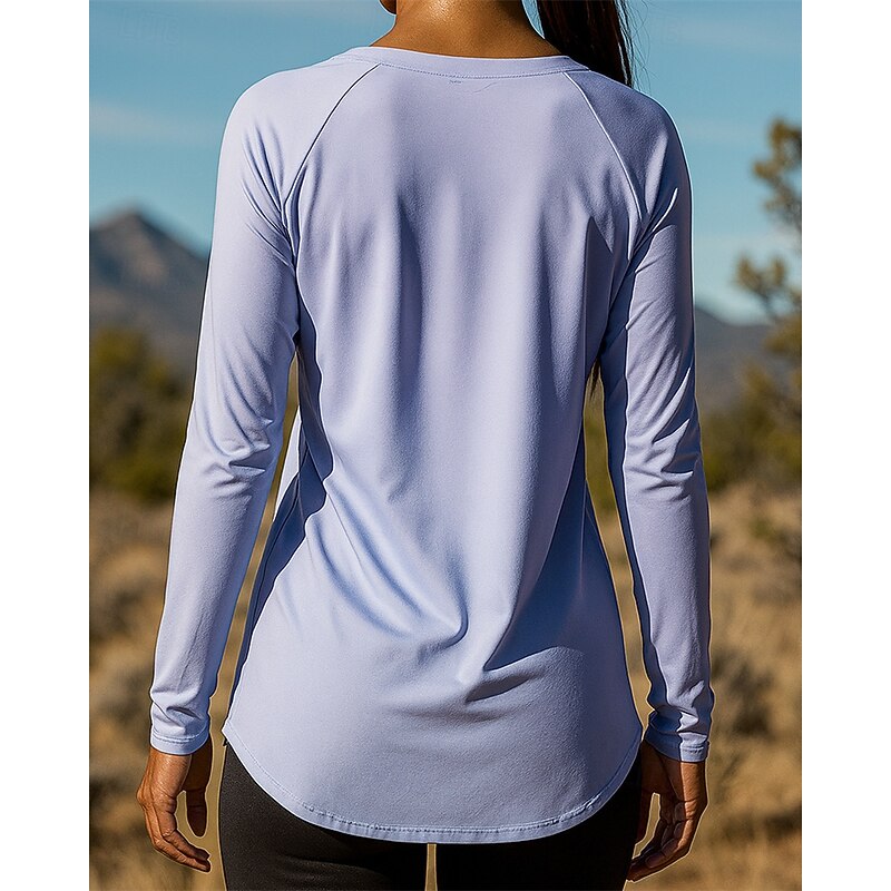 Women's Running Top Running Shirt Split Long Sleeve Tee Tshirt Solid Colored Quick Dry Lightweight Elastic Breathable Tennis Golf Running Sportswear Activewear Black Pink Blue2