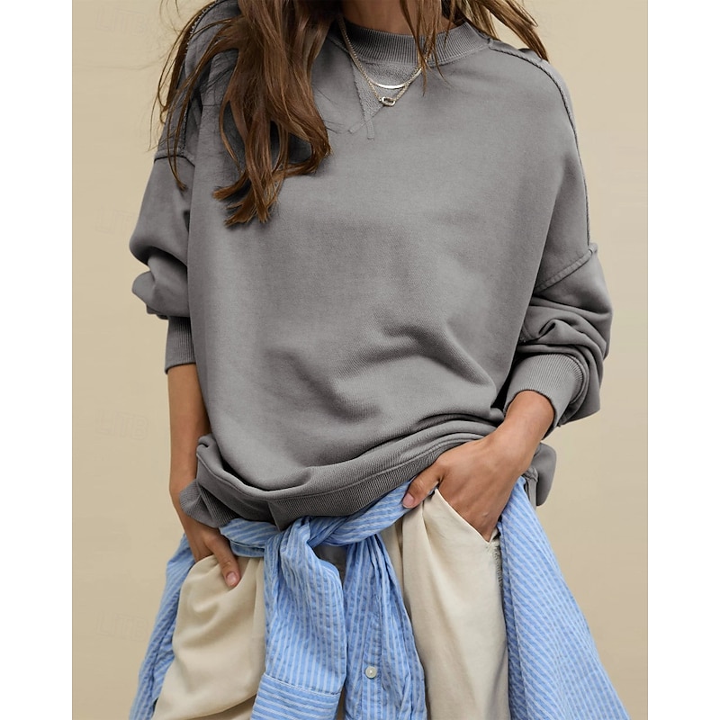 Women's Sweatshirt Track Top Pullover Split Long Sleeve Top Athleisure Fall Solid Colored Thermal Warm Windproof Tennis Golf Running Sportswear Activewear Dark Grey Apricot Wine Red3