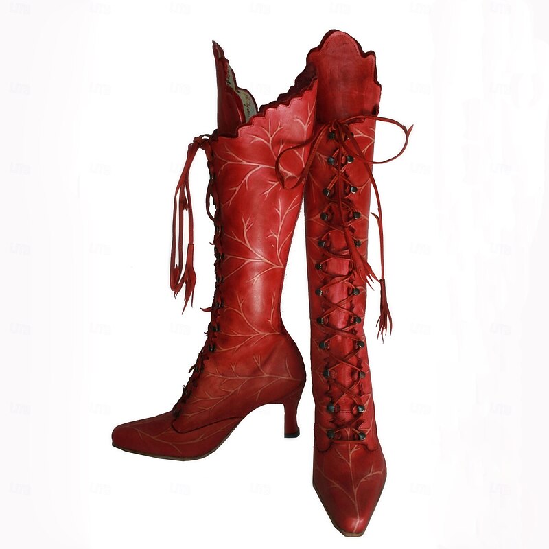 Vintage Medieval Renaissance Shoes Knee High Boots Flat Jazz Boots Fairy Ranger Elven Fancy Dress Women's Celtic Pirate Fantasy Halloween Carnival Masquerade Casual Daily LARP Ren Faire Adults' Shoes2