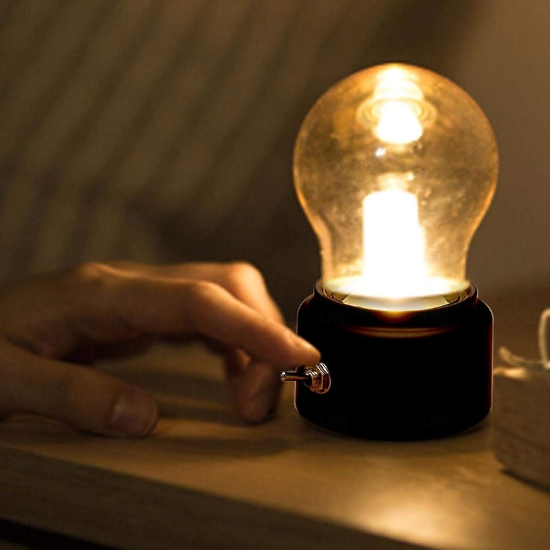 Retro LED Night Light Bulb Bedside lamp Vintage USB Rechargeable Bedside Desk Bulb Lamp Reindeer and Elk Table Lamp for Bed Desk Reading Office Festival Gift4