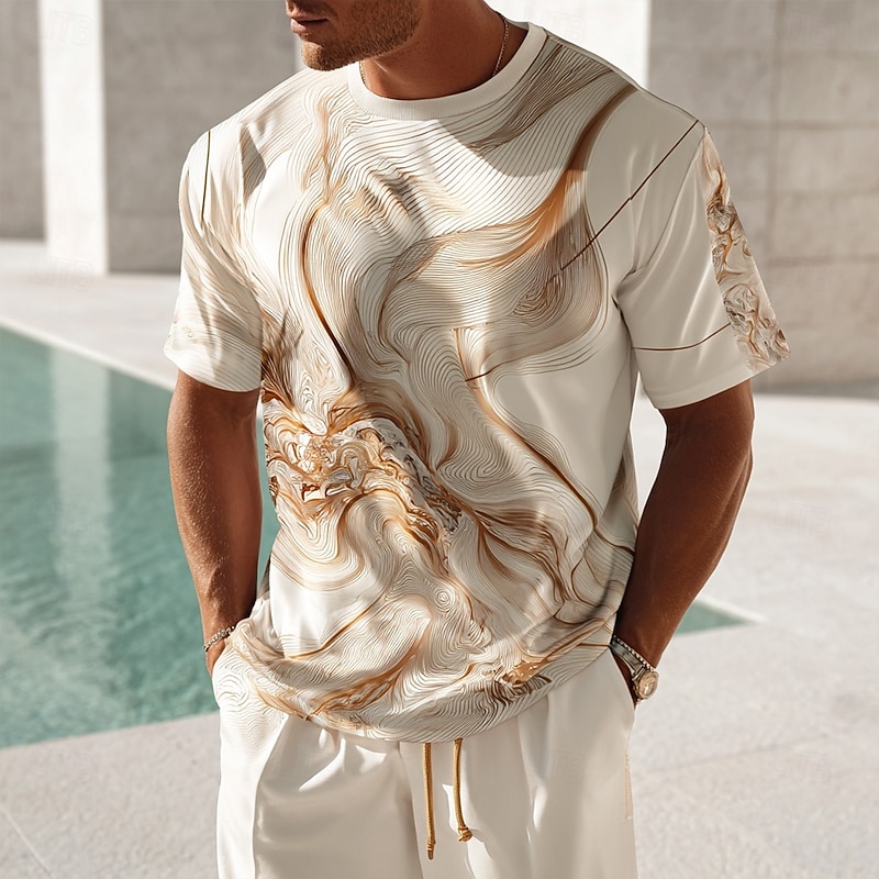 Men's Abstract Marble T Shirt Short Sleeve T shirt 3D Print Crew Neck Shirt Tropical Hawaiian Vacation Street Casual Black 1 Black 3 Black Summer Spring Clothing Apparel S M L XL XXL XXXL2