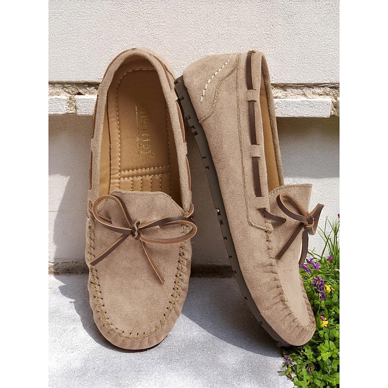 Women's Moccasin Loafers with Bow – Comfort Slip-On Driving Flats for Casual Outings, Garden Walks, Beer Festivals and Spring Picnics4