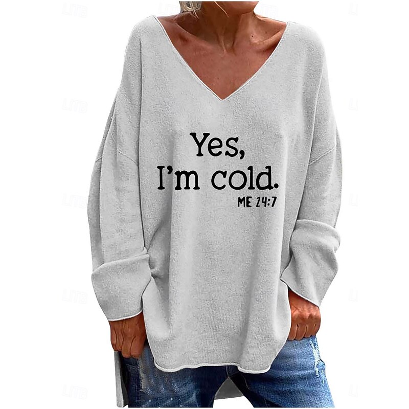 Women's Blouse Letter Stylish Casual Long Sleeve V Neck Regular Tops Daily Print Black White Pink Orange Green Spring Fall Prefall4