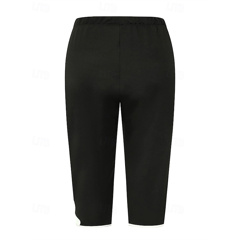 Women's Capri Pants Leggings Cozy Leggings Casual Athleisure Calf-Length High Waist Plain Elastic Waist Breathability Stretchy Vacation Street Daily Wear Black Gray Summer Spring Regular Fit3