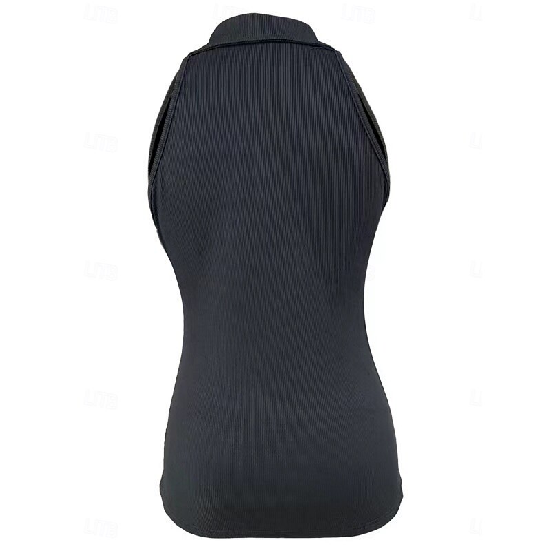 Women's Camisole Tank Top Solid Color Modern Casual Sleeveless Shirt Collar Regular Tops Daily Zipper Black Wine Blue Brown Green Summer4