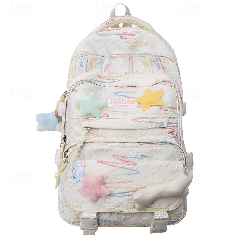 Kids and Teen Girls' Kawaii Backpack – Red Cartoon School Bag with 3D Star and Bone Charms for Daily Use and Travel4