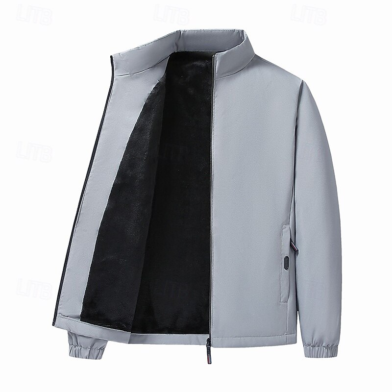 Men's Windbreaker Hiking Jacket Hiking Fleece Jacket Winter Outdoor Thermal Windproof Fleece Jackets Black Blue Grey2