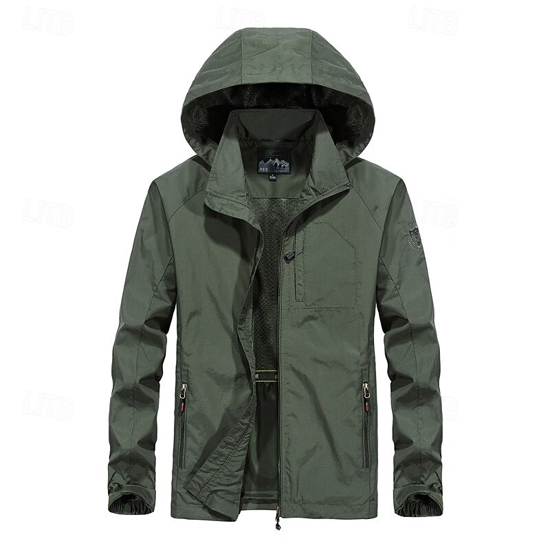 Men's Outdoor Jacket Hiking Jacket Raincoat Outdoor Waterproof Windproof Warm Breathable Hiking Outfits Hiking Clothes Spring Autumn / Fall Top Cotton Camping / Hiking / Caving Running Solid Color