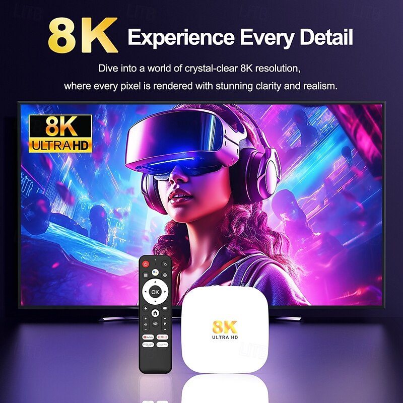 Android 14 Smart TV BOX H96 Max M2 PLUS Rockchip RK3528 1000M LAN WiFi6 Bluetooth 5.4 8K 4K BT With Voice Gyroscope Remote Set Top Box Media Player4
