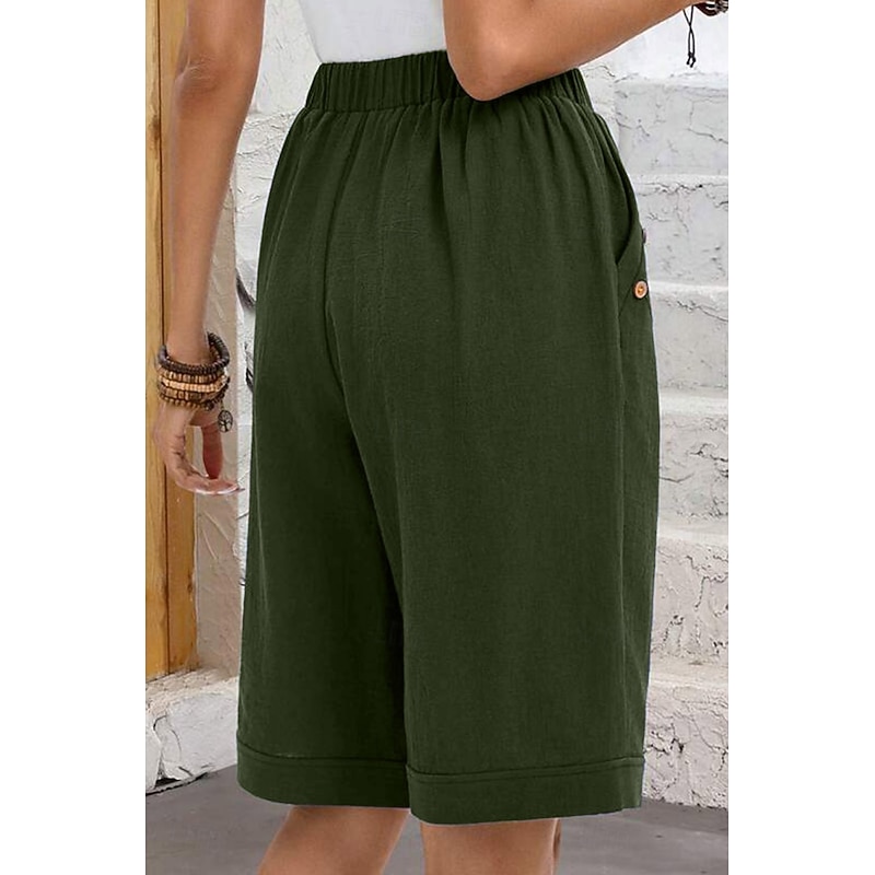 Women's Chinos Shorts Fashion Basic Casual Short High Waist Plain Pocket Drawstring Comfort Outdoor Micro-elastic Vacation Street Daily Grey Yellow Navy Blue Sky Blue Summer Spring Loose Fit4