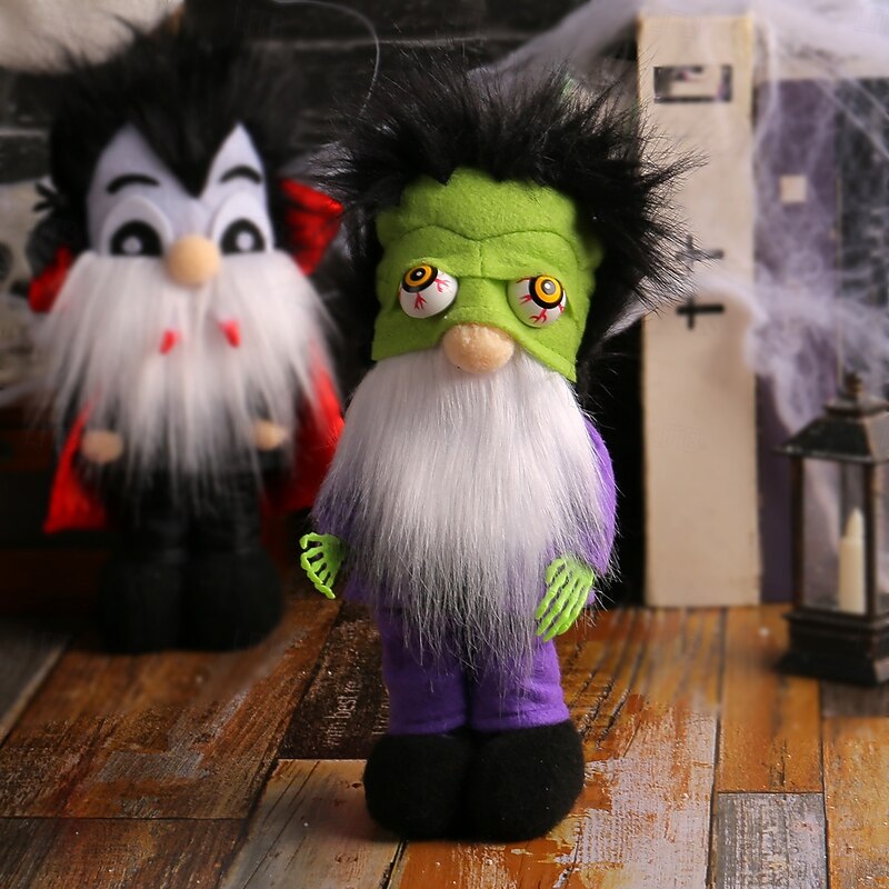 Halloween Vampire Gnome Plush Doll Decoration, Standing Zombie Figurine Prop, Scary Holiday Display Ornament for Home, Party, and Window Decor3