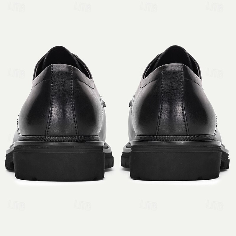 Men's Black Genuine Cowhide Leather Crocodile-Pattern Dress Shoes – Elegant Formal Shoes for Business, Weddings and Special Events4