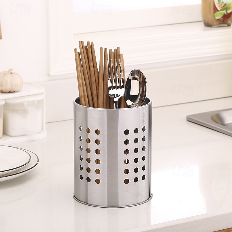 Enlarged Stainless Steel Hanging Chopstick Holder, Raised Cutlery Drainage Basket, Multifunctional Kitchen Storage Rack for Utensils and Tableware4