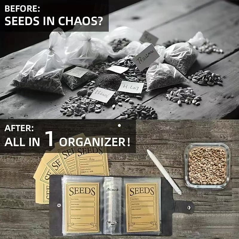 1 Set Garden Seed Storage Organizer Binder with 50 Self-Sealing Seed Envelopes, Seed Packet Storage Box for Seed Preservation and Organization4