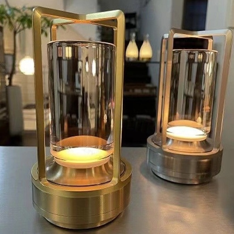 Crystal Lantern Light, Czgor Battery Operated Rechargeable Cordless Crystal Table Lantern Lamp with 3-Color, Portable Small LED Desk Lamp for Indoor/Outdoor Patio Camping Bedroom Bar Restaurant3