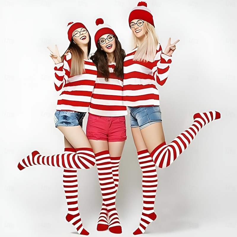 Where's Wally Costume Storybook Characters Movie Cosplay for Women's Girls' Kids Adults' Halloween Performance Educational Dress Up School Event