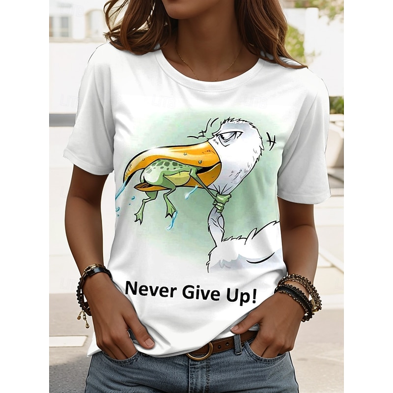 Women's T Shirt Graphic Animal Bird Vintage Stylish Classic Short Sleeve Crew Neck Round Neck Regular Tops Daily Weekend Print White Blue Green Summer Spring