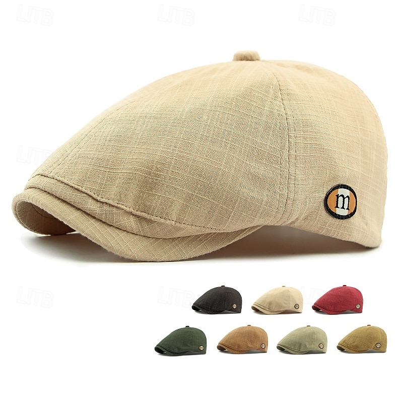 Men's Flat Cap Ascot Hat Newsboy Hat Black Light Green Polyester Fashion Casual Street Daily Plaid Adjustable Sunscreen Breathable