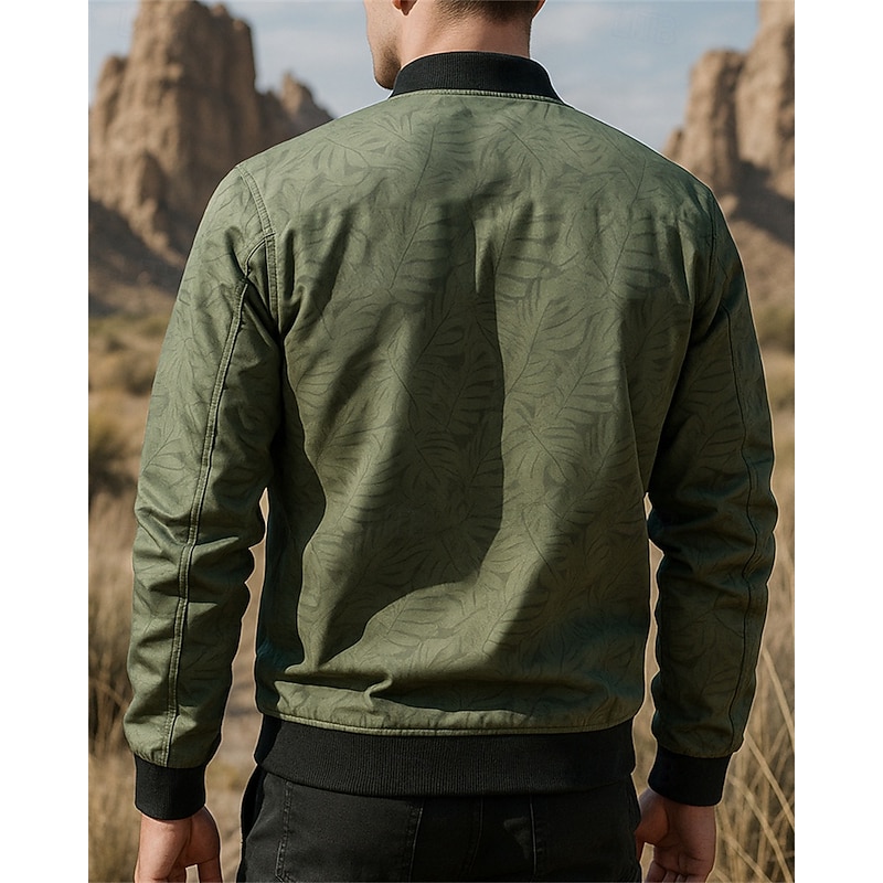 Men's Outdoor Jacket Hiking Jacket Outdoor Waterproof Quick Dry Lightweight Breathable Hiking Outfits Hiking Clothes Spring Autumn / Fall Jacket Tennis Golf Running Floral Black Army Green Khaki2