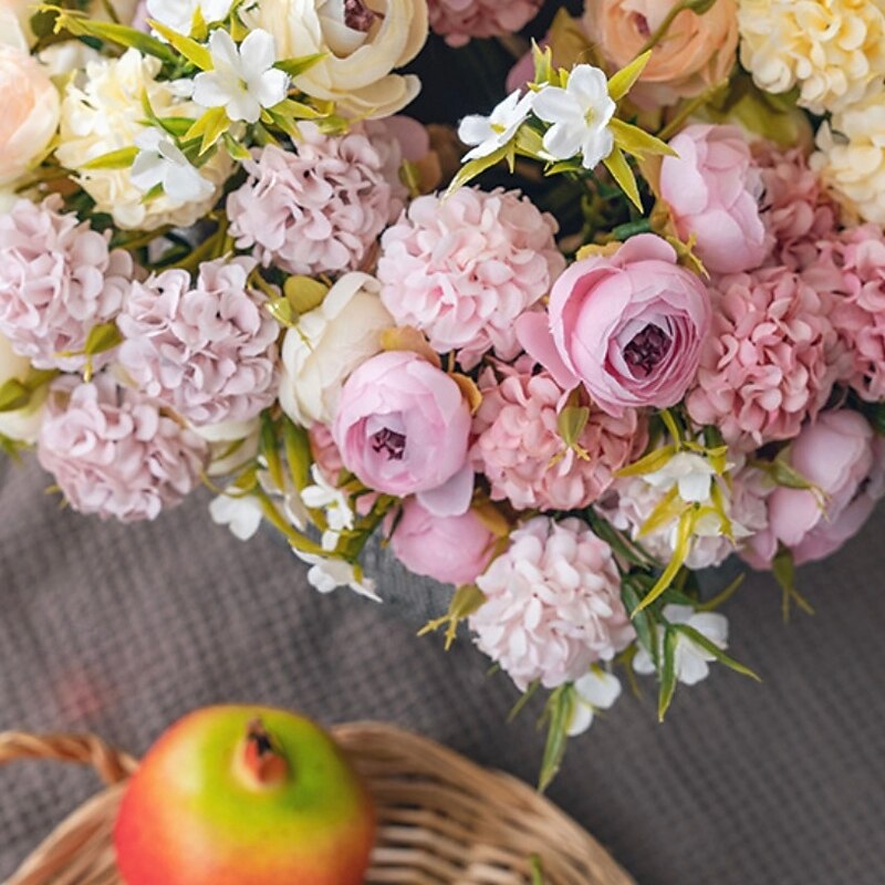 Artificial Mixed Flower Bouquet, 1 Bouquet Fake Wedding Handheld Flowers, Simulated Floral Arrangement for Living Room Bedroom Home Decoration2