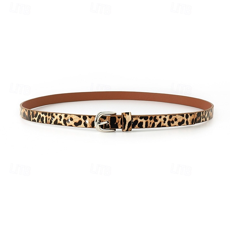 Men's Belt Waist Belt Kakhi Brown PU Alloy Adjustable Leopard Outdoor Daily3