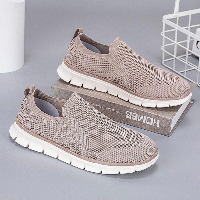 Men's Beige Faux Leather Mesh Slip-On Shoes – Lightweight and Breathable Comfort Shoes for Daily Wear, Travel and Relaxed Weekend Activities2