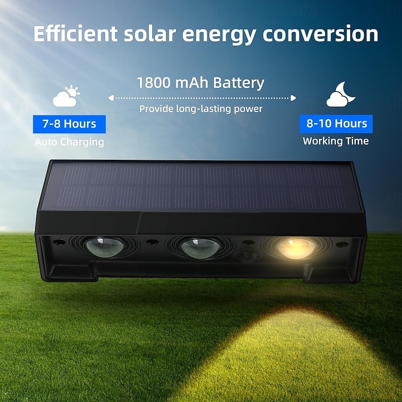 Solar Wall Lights Outdoor 1/2/3 LED Lenses Fence Lights Powered Outdoor Waterproof Warm White Auto On/Off LED House Number Lighting for Porch Patio Balcony Wall Yard Step Railing4