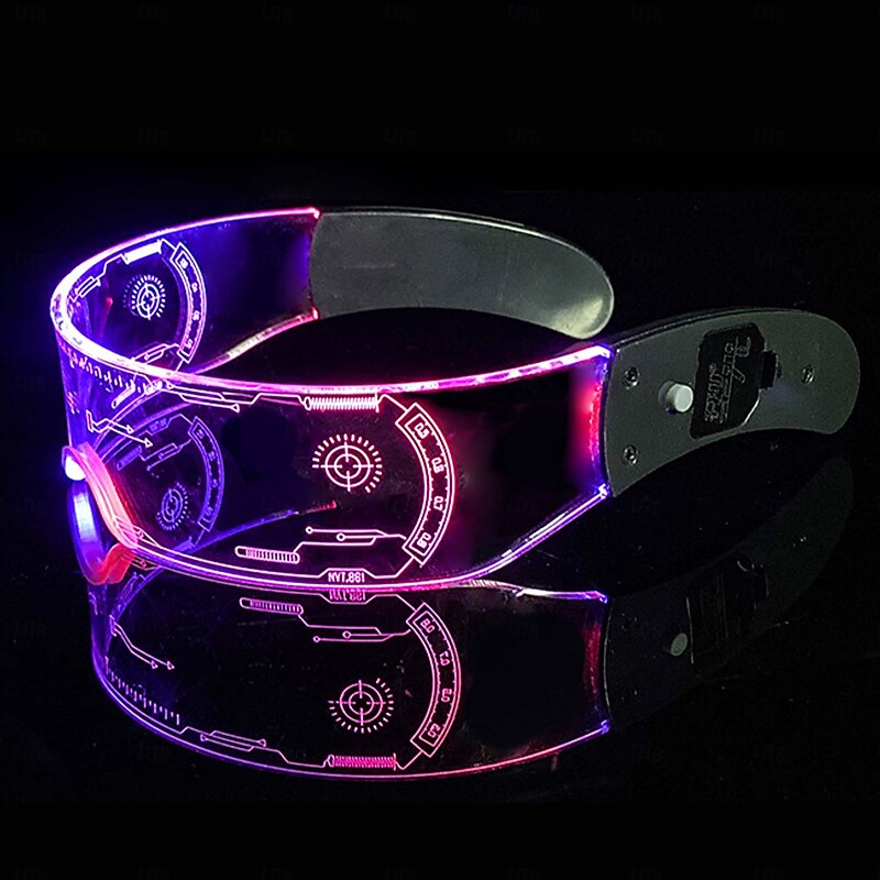 M3GAN 2.0 LED Cyberpunk Visor Glasses Doll Megan Robot Glasses Futuristic Glow Goggles with HUD Display 7-Color Light Modes Perfect for Halloween Carnival Raves Cosplay Festivals4