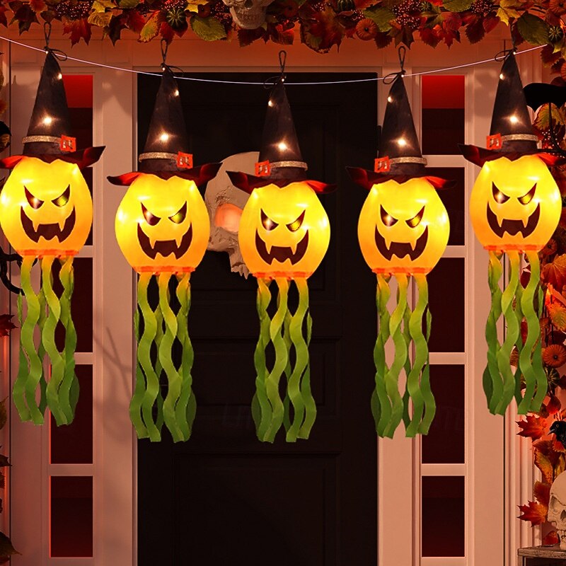 5pcs Halloween Hanging String Lights, Colorful LED Halloween Pumpkin Lights Waterproof Halloween Decor Lights for Indoor & Outdoor Window Wall Yard Garden Decoration Supplies2