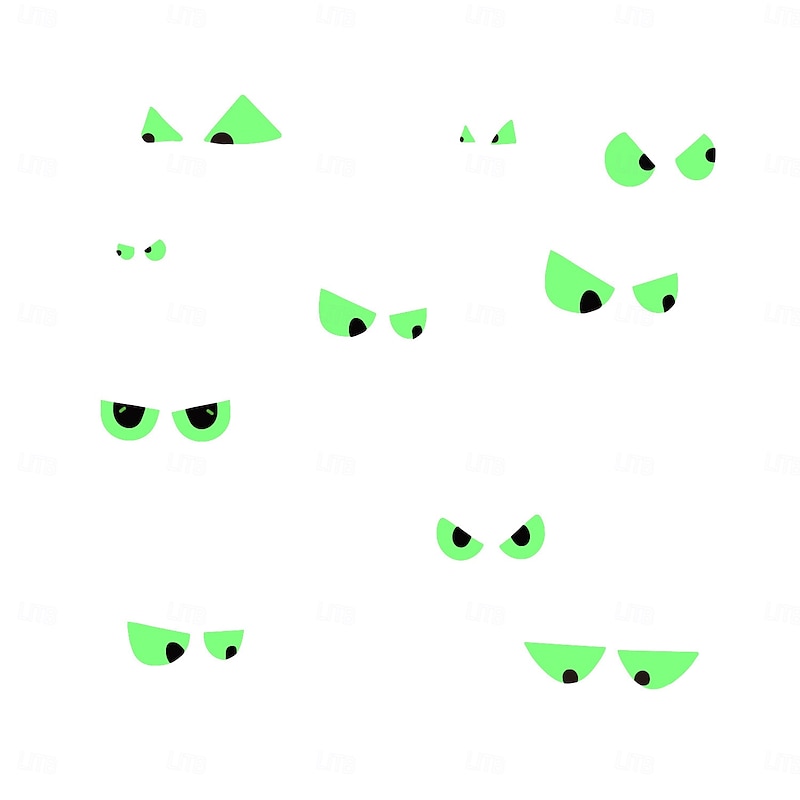 Halloween Glow in the Dark Wall Stickers, 10 Pairs Scary Eyes Fluorescent Face Decals for Day of the Dead Scene Decorations, Luminous Halloween Party Wall Decor4