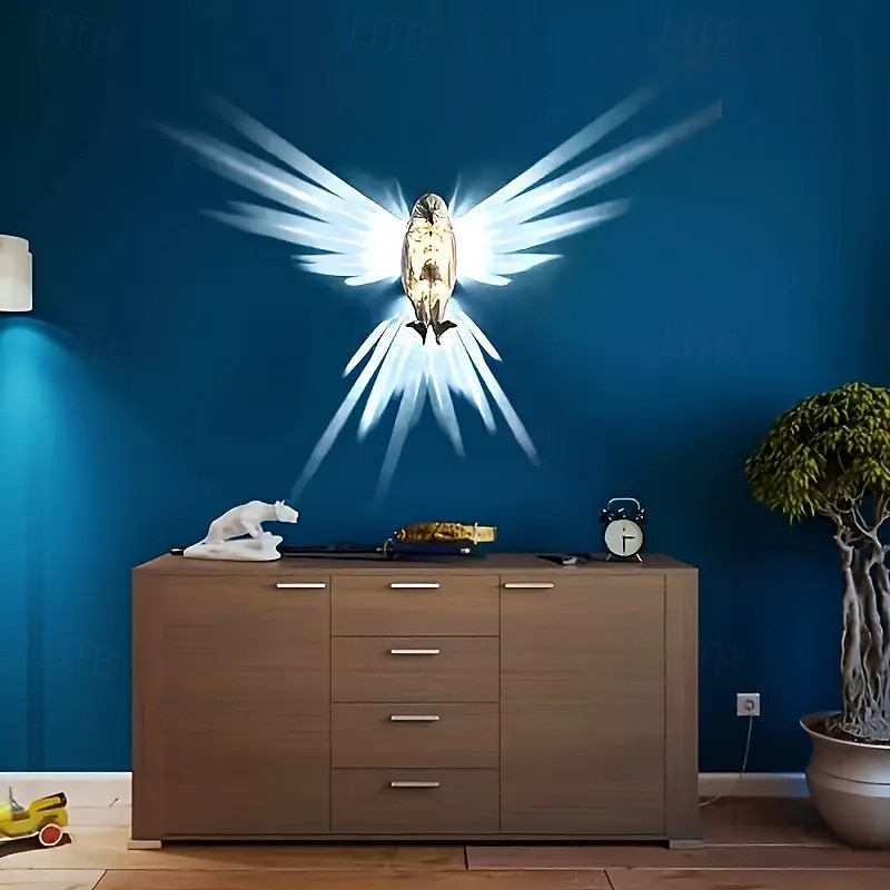 3D Eagle Wall Light, Eagle Wall Lamp Resin Animal Statue, Battery Operated Creative Sculpture Animal Wall Lamp, Atmosphere Rendering Light, LED Home Decoration Light 1 Pcs Multicolor