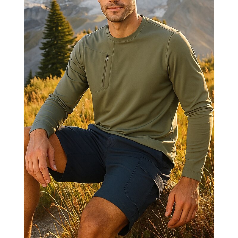 Men's Hiking Shirt Golf Pullover Sweatshirt Hiking top Long Sleeve Crew Neck Tee Tshirt Top Outdoor Quick Dry Lightweight Breathable Polyester Black Navy Blue Green Tennis Golf Running3