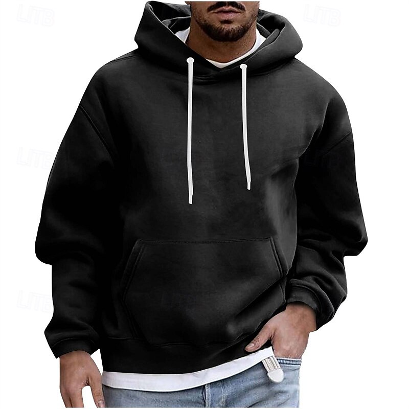 Men's Hoodie Black White Wine Blue Purple Hooded Plain Pocket Sports & Outdoor Daily Holiday Polyester Streetwear Basic Casual Spring Autumn / Fall Clothing Apparel Hoodies Sweatshirts3