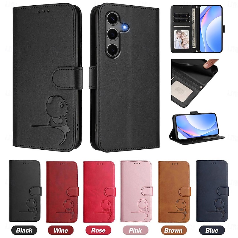 Phone Case For Samsung Galaxy S25 S25 Edge S24 S24 FE S23 Ultra Plus S22 Plus  Ultra A16 A55 5G A15 A14 Wallet Case with Stand Holder Zipper Full Body Protective Retro TPU PU Leather2